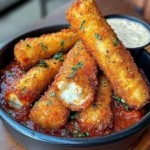 Crispy Mozzarella Sticks With Marinara Sauce & Creamy Dip