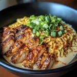 Fiery Chicken Ramen With Creamy Garlic Sauce