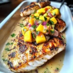 Grilled Fish With Mango Salsa & Creamy Sauce