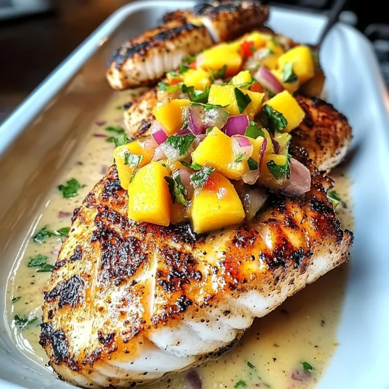 Grilled Fish With Mango Salsa & Creamy Sauce