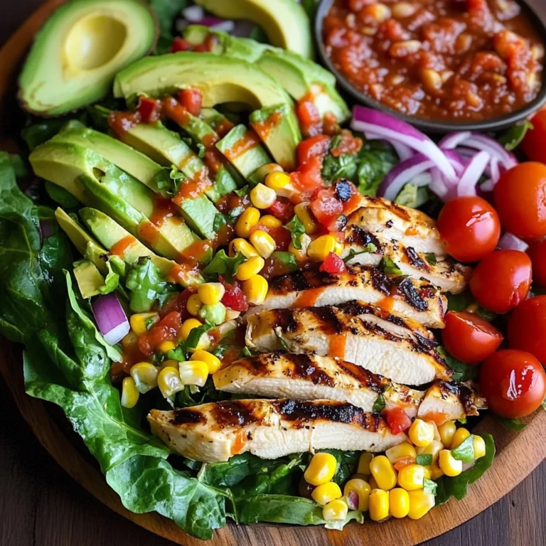 Grilled Romaine, Corn and Chicken Salad with Salsa Dressing