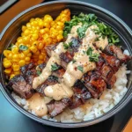 Korean Bbq Beef Bowl With Corn & Creamy Sauce