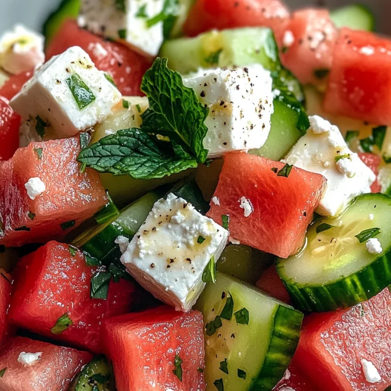 SIMPLE Watermelon + Cucumber + Feta Salad