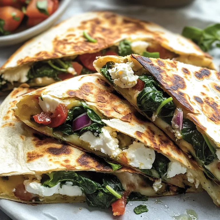 Mediterranean Quesadillas with Spinach, Feta, Mozzarella, and Red Onion