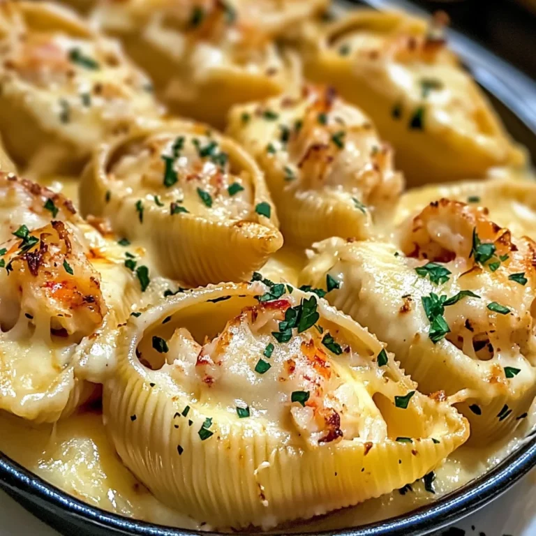 Seafood Stuffed Jumbo Shells with Creamy Cheese Sauce