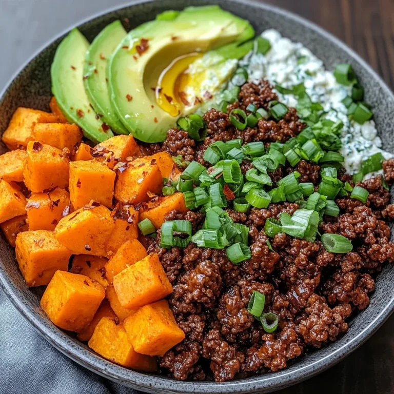 Spicy Ground Beef & Sweet Potato Protein Bowl