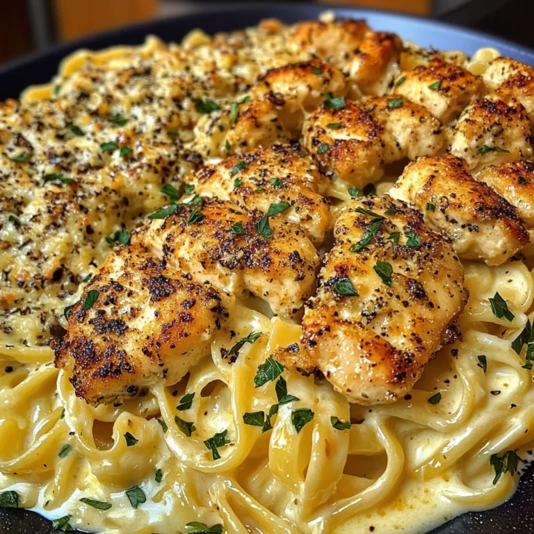 Cajun Chicken Bites with Cheesy Alfredo Linguine