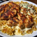 Cheesy Garlic Chicken with Cajun Alfredo Bowties