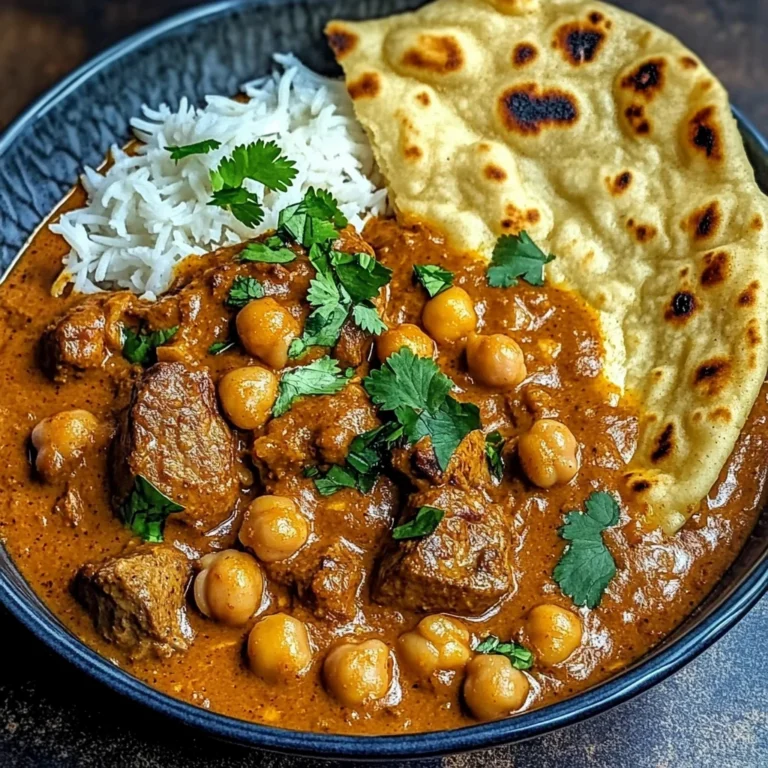 Coconut Lamb Curry with Chickpeas and Garlic Naan