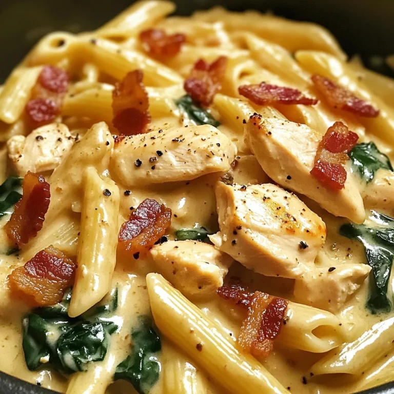 Creamy Chicken Pasta with Bacon and Spinach