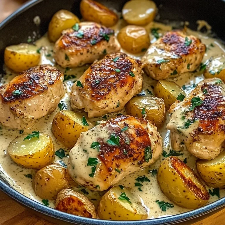 Creamy Garlic Chicken with Golden Baby Potatoes