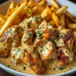 Creamy Garlic Herb Chicken with Crispy Fries