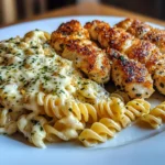 Creamy Parmesan Chicken with Twisted Pasta and Garlic Sauce