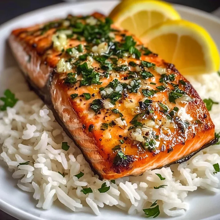 Garlic Butter Salmon with Fluffy White Rice