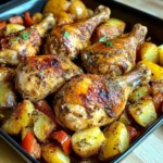 Golden-Baked Chicken Drumsticks with Crispy Potatoes