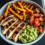 Grilled Chicken Power Bowl with Sweet Potato Fries & Guac