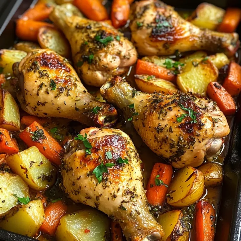 Herb-Roasted Chicken Drumsticks with Baked Mixed Veggies