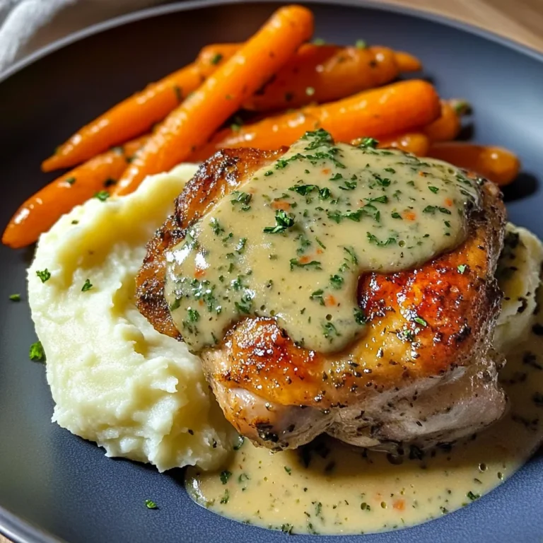 Herb Cream Chicken with Mashed Potatoes & Glazed Carrots