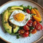 Poached Egg & Avocado Brunch Plate with Roasted Peppers