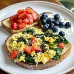 Veggie Egg Scramble with Cottage Cheese & Blueberry Toast