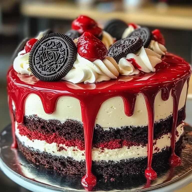 Decadent Oreo Red Velvet Cheesecake Drip Cake Recipe
